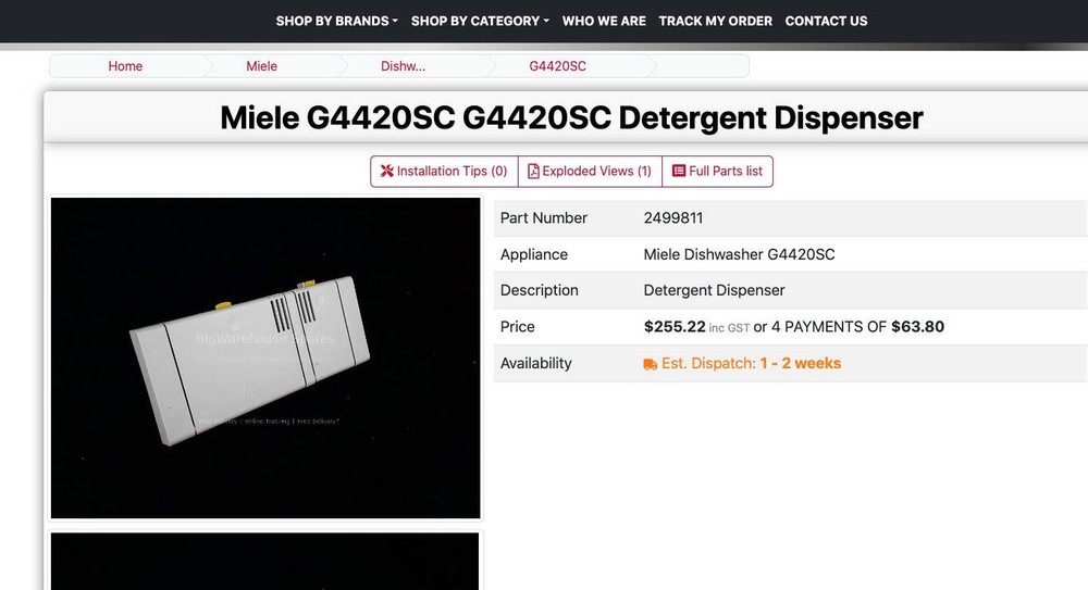 MIELE G1140SCU Soap/ Detergent Dispenser 05919486 (KN-68)