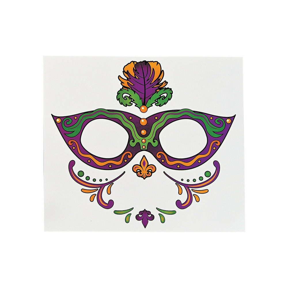 Mardi Gras Full Face Tattoo - Single