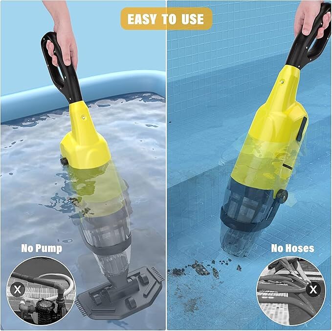 Handheld Pool Vacuum, Efurden Rechargeable Pool Cleaner with 60mins Running Time