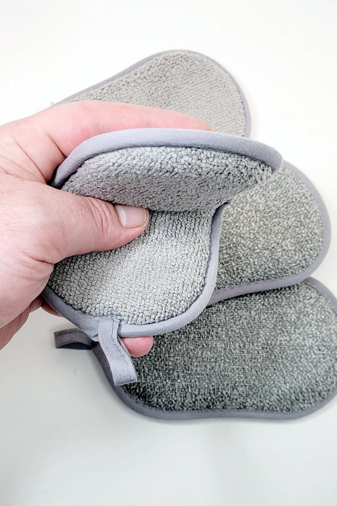 2-PACK - Safe Scouring Pad Sponge Combo - Advanced Microfiber Cover - Washable