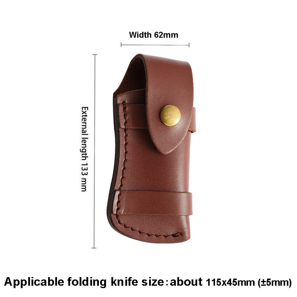 Hand Made Carved Cow Leather Sheath For Folding Knife Cover Pouch Belt Clip US