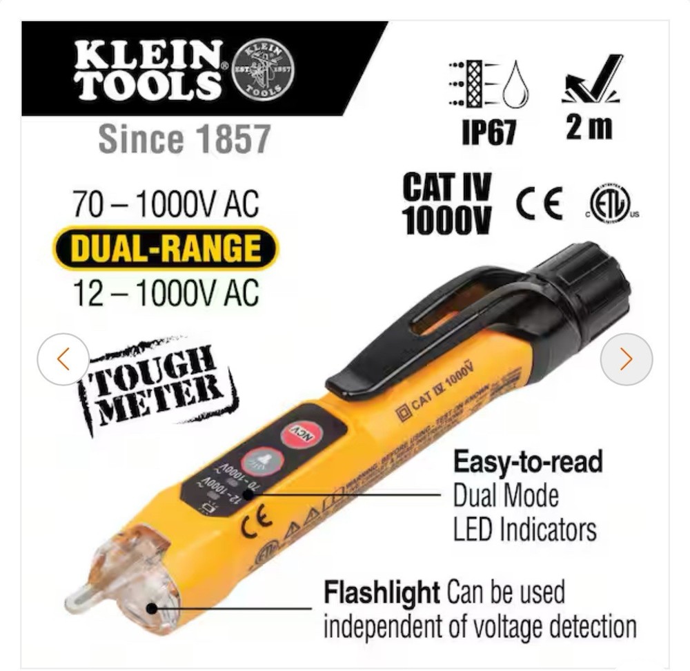 Klein Tools NCVT-3P Dual Range Voltage Tester With Flashlight