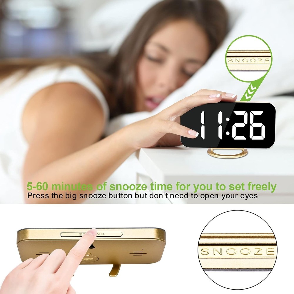 Digital Alarm Clock - Gold - Modern Style
