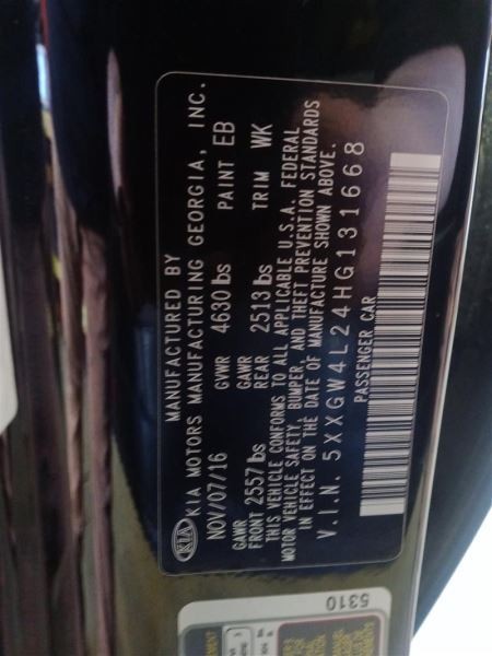 Lh Driver Side Rear 2017 Optima Camera/Projector Sku#3809605