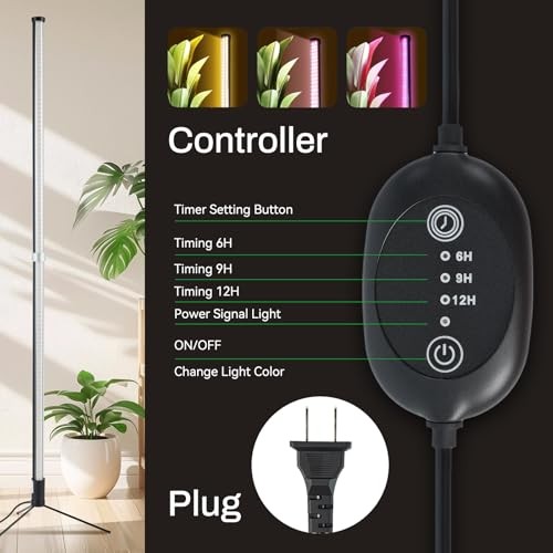 Standing Grow Lights for Indoor Plants with Timer, 3 Adjustable Modes Full