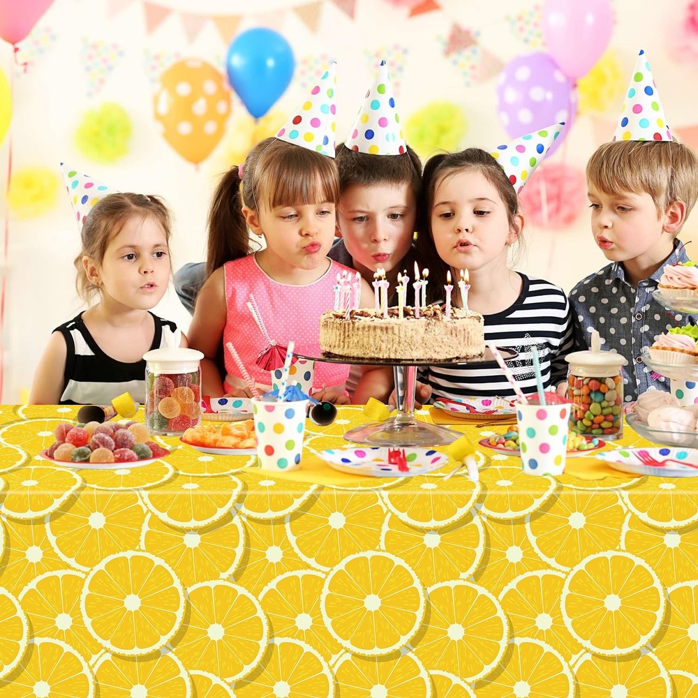 4 Pack Lemon Tablecloth Lemons Summer Party 86" x 51" (Rectangular), Yellow