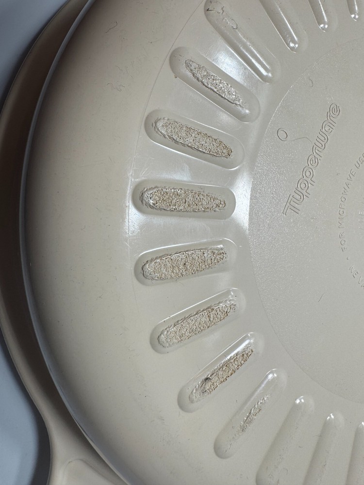Vintage 4 Piece Tupperware Microwave Stackable Cooker Steamer almond
