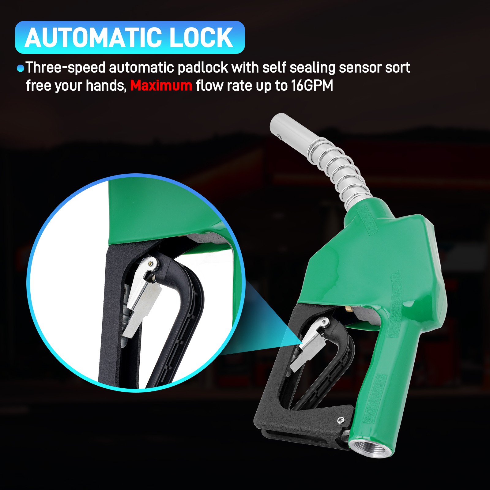 3/4" NPT Automatic Fuel Nozzle Shut-Off Fuel Nozzle Gas Pump 13/16" Spout Diesel