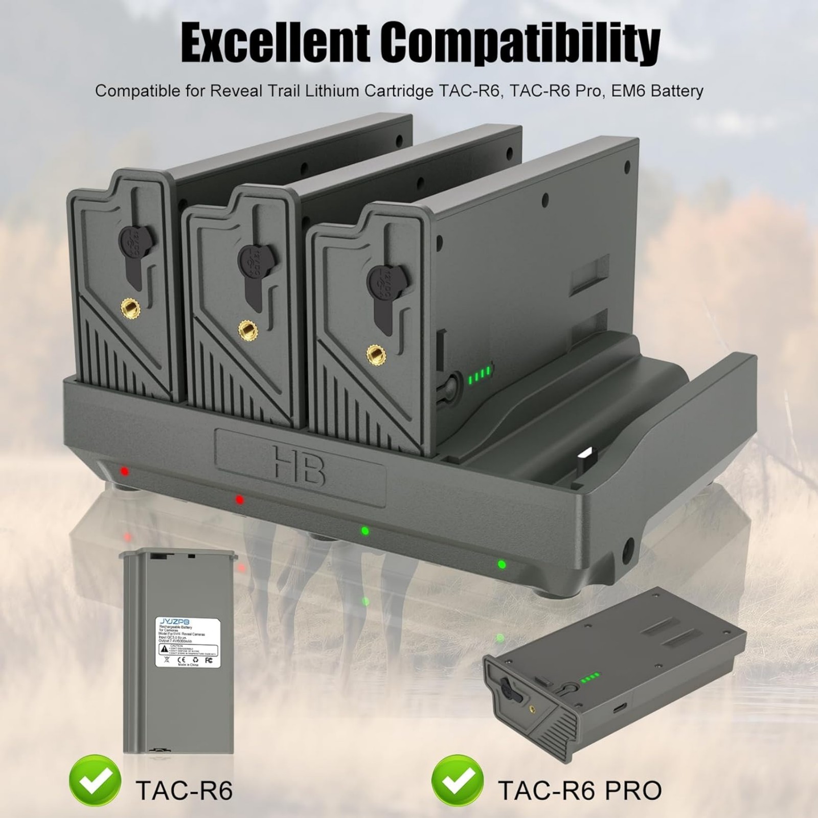 4PCS Lithium Battery & 4 Port Charger for Reveal Trail Camera X Gen 3.0,Pro 3.0