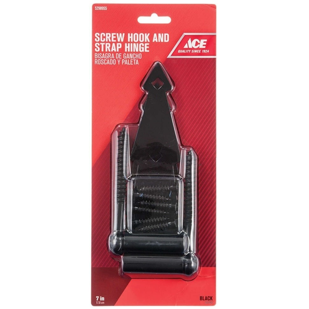 ACE  Gate Hinge Screw Hook & Strap  Black  # 5298955