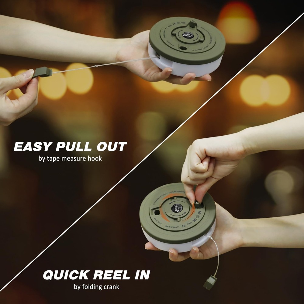 DIBMS 1-Pack Camping String Light w/Lamp, 32.8FT Rechargeable Waterproof LED ...