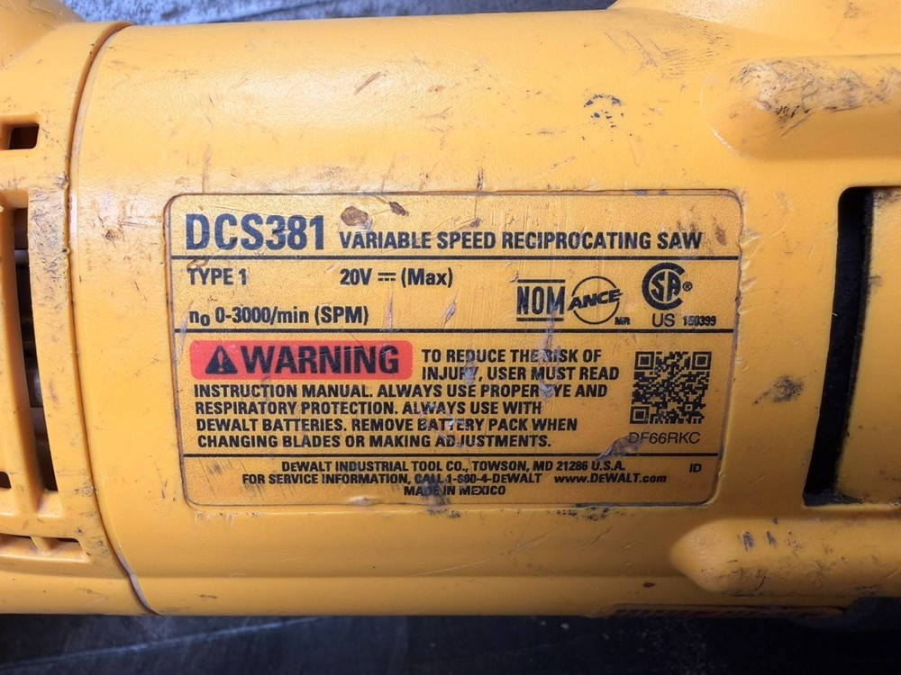 DEWALT DCS381B 20V Variable Speed Reciprocating Saw (Bare Tool) (CP2018620)