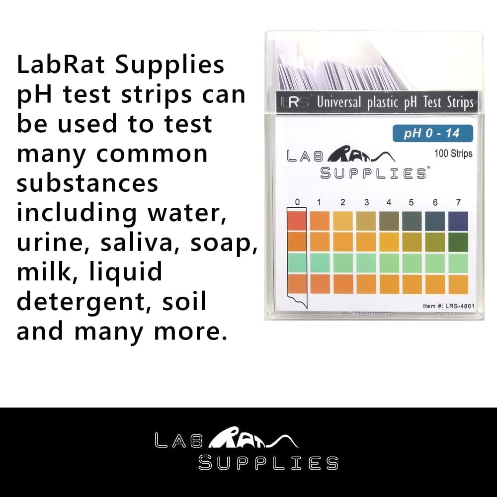 Plastic pH Strips, Universal Application pH 0-14, 100 Strips | for Saliva, S...