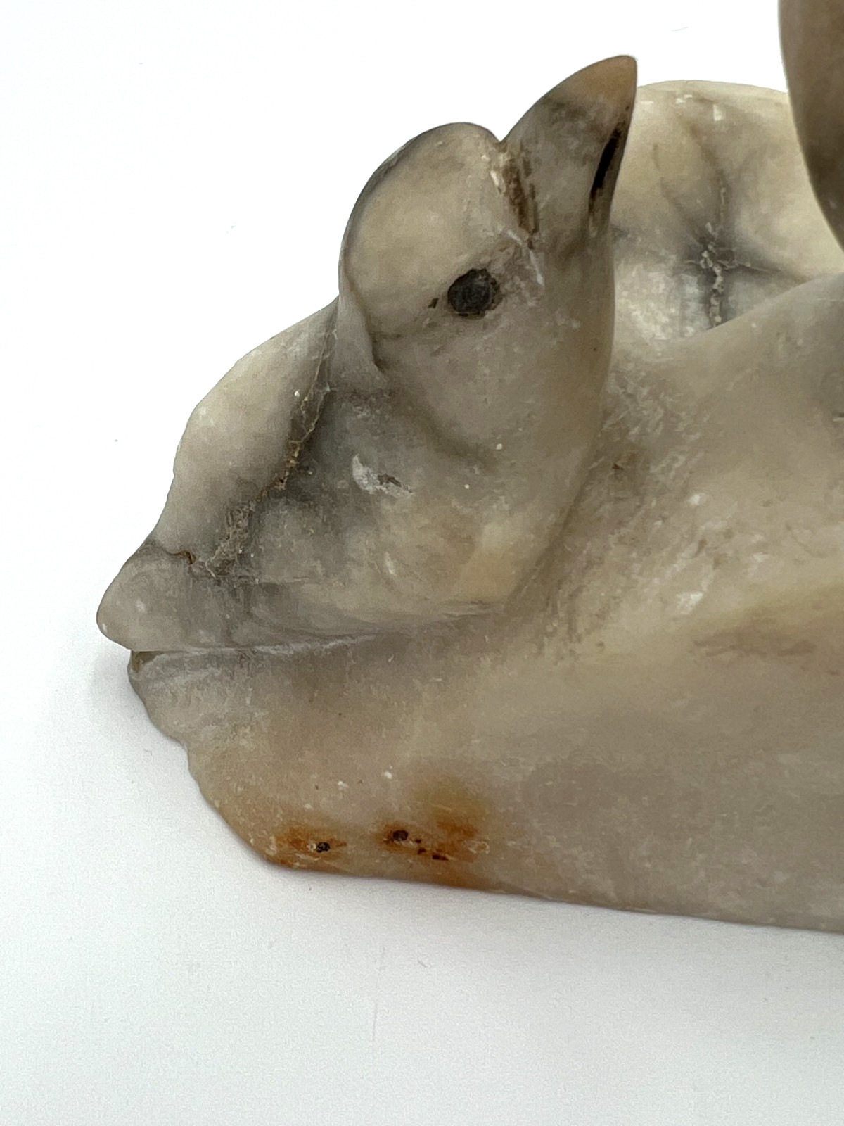 Vintage Onyx Alabaster Marble Bird Figurine Dish Carved Stone Sparrow Ashtray