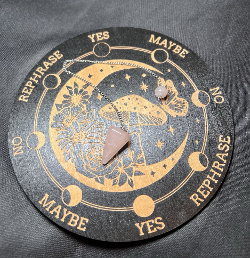 Rose Quartz Pendulum Divination Set Yes No Board Crystal Dowsing Tool