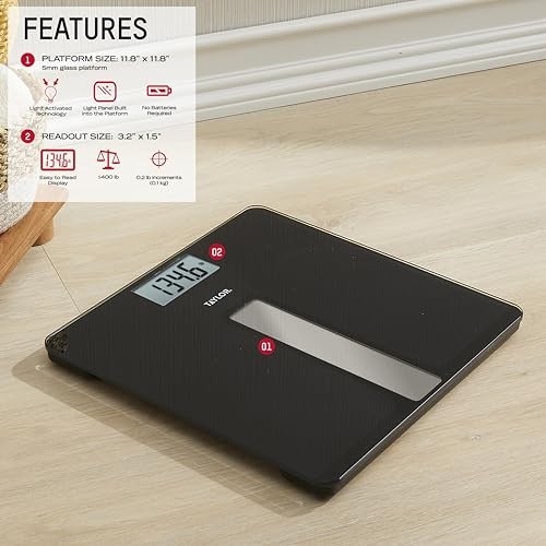 Taylor Light Powered Digital Bath Scale, 400lb, Large Durable Platform