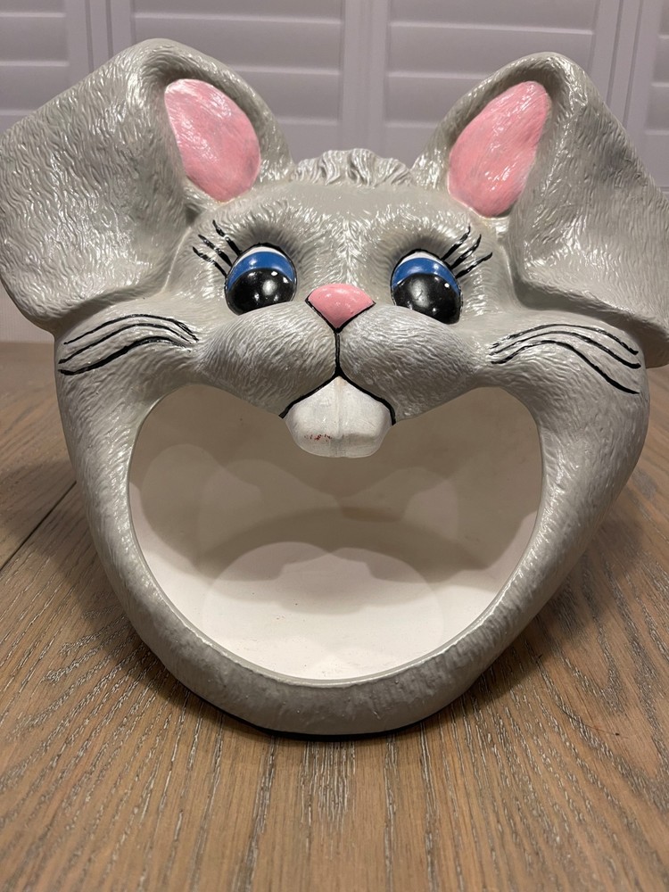 Crazy Rabbit Face Head Easter Dish Bowl Planter Server