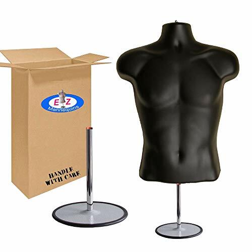 Male Mannequin Torso, Hollow Back with Stand for Countertop Craft Shows, Photos
