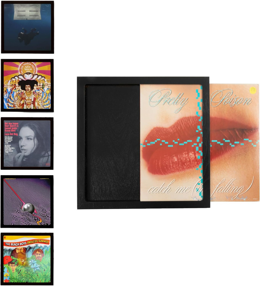 Black Vinyl Record Display Frames - 6 Pack for Easy Album Artwork Showcase