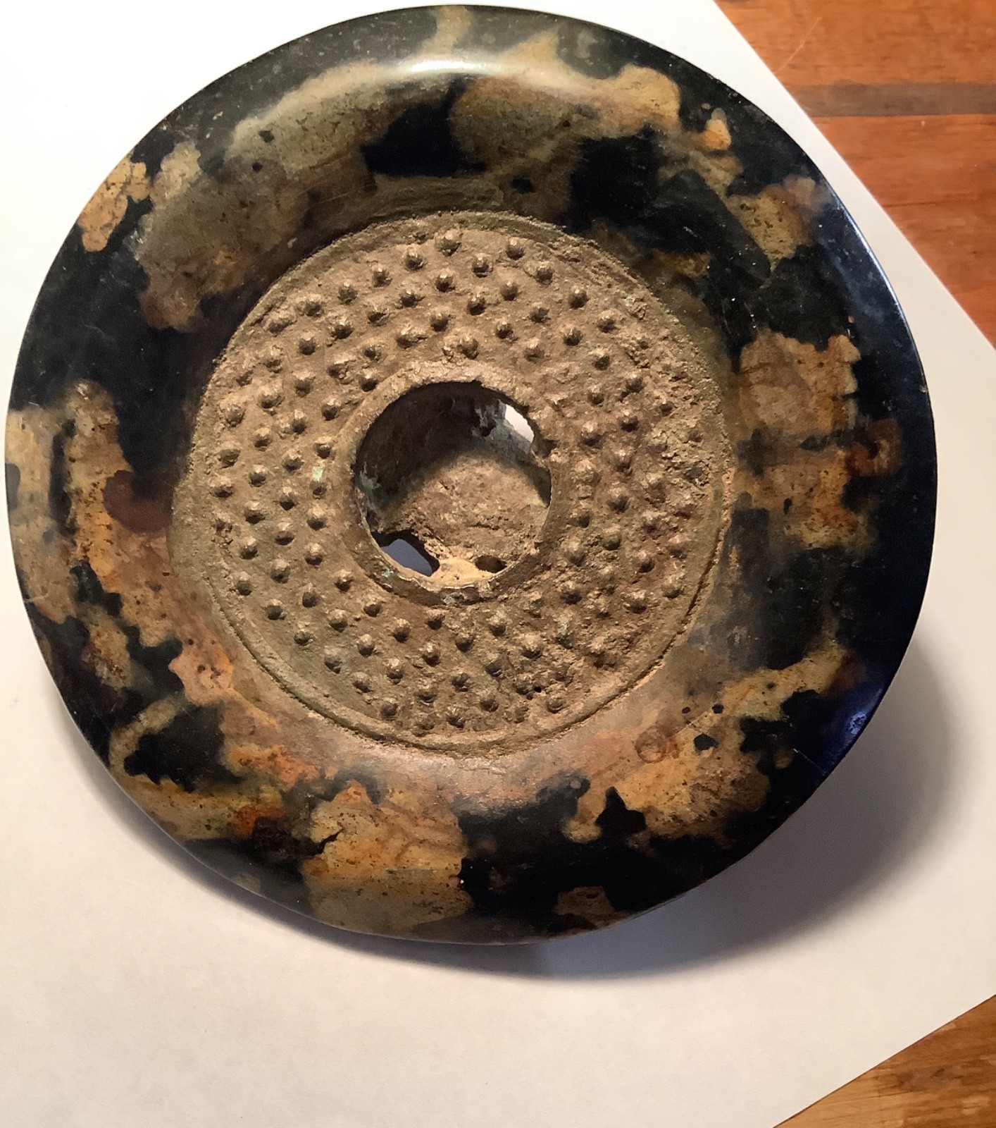 VERY OLD MING ? CHINESE ARTIFACT INCENSE CENSER LID BRONZE FROG JASPER STONE BI