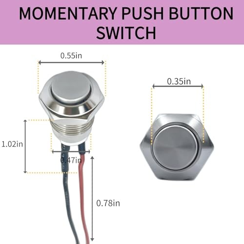 12mm Momentary Push Button Switch, High Head, Waterproof Metal On Off Switch