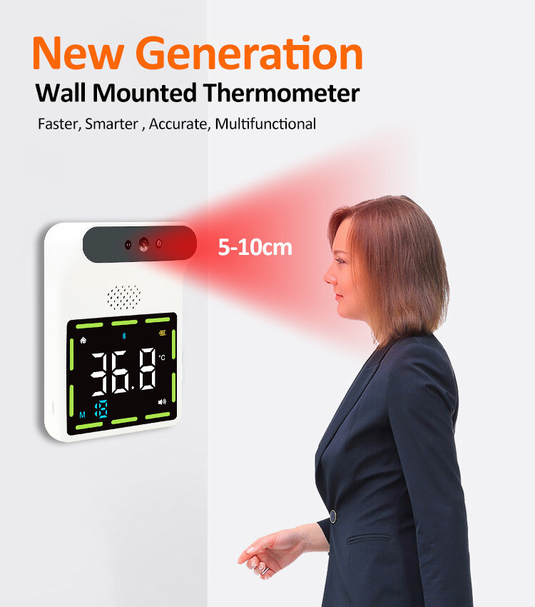 Wall Mounted Bluetooth Forehead Infrared Thermometer °C/°F Temperature Meter US