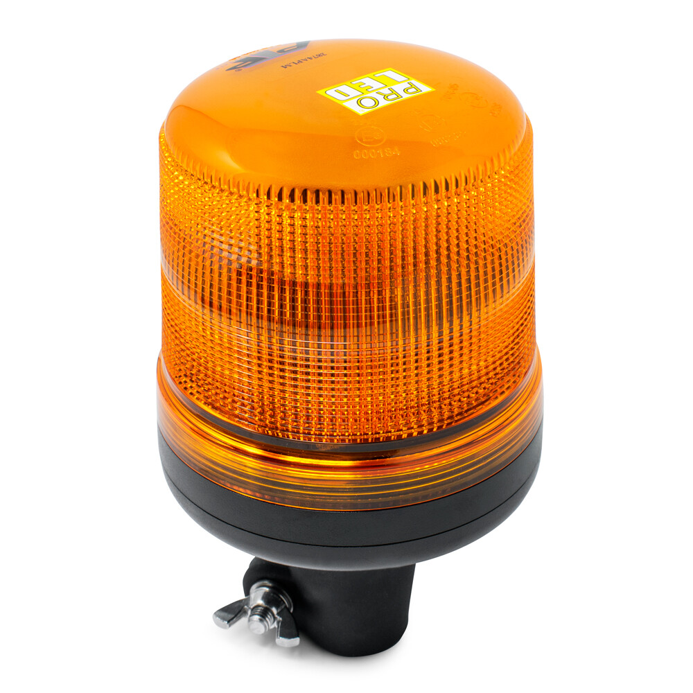 2874APLM DIN Pole Mount Amber LED Flashing Light Beacon, Multiple Flash Patterns