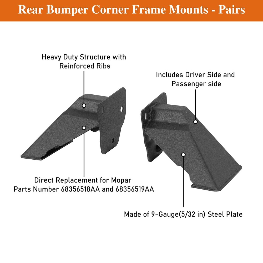 Rear Bumper Frame Mounts 2020-2026 Gladiator JT Mounting Blocks Pair