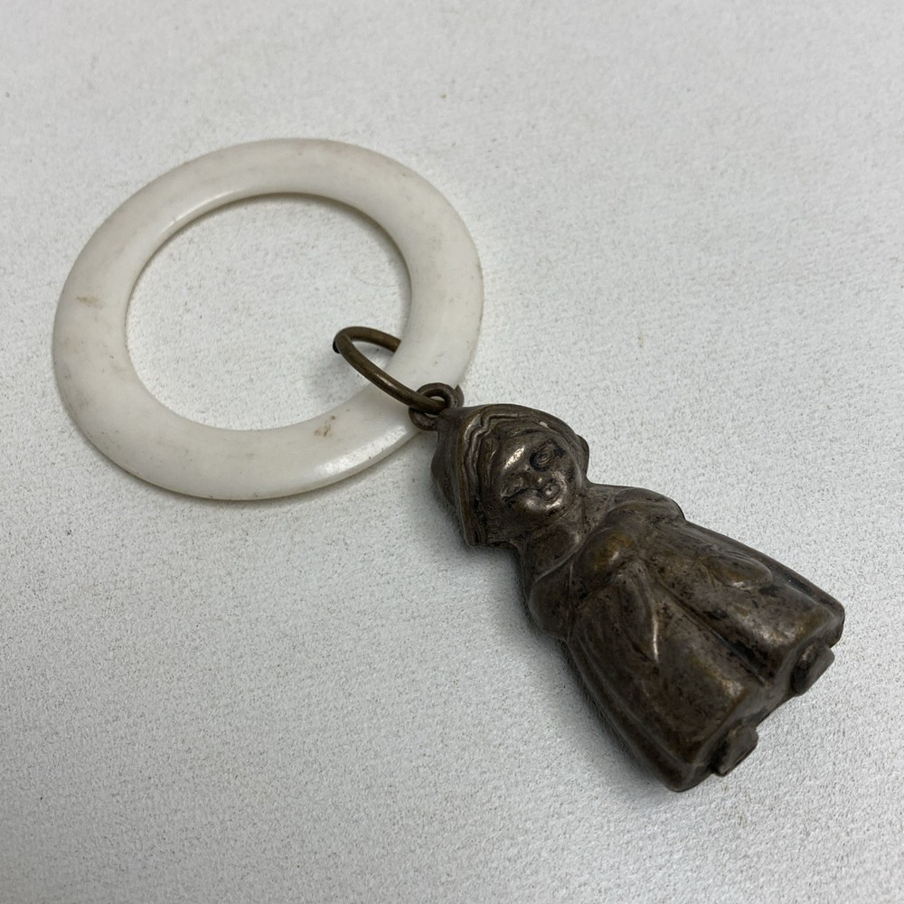 (RefJOH13) Antique baby rattle teether grandma design shape