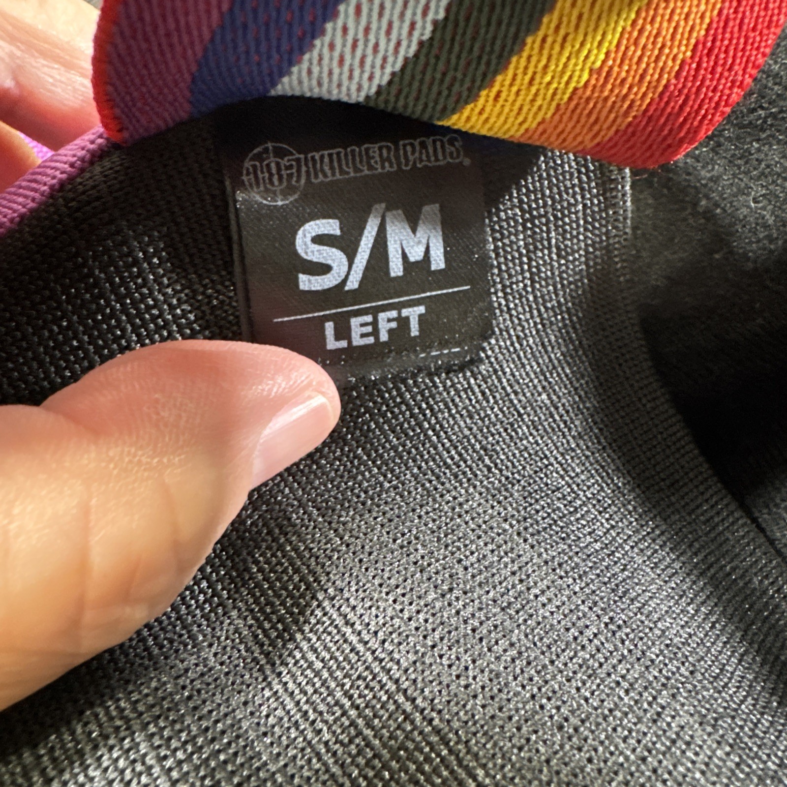 187 Moxi Killer Pads Pink White Rainbow Strap Adult Knee Pads Safety Size S/M