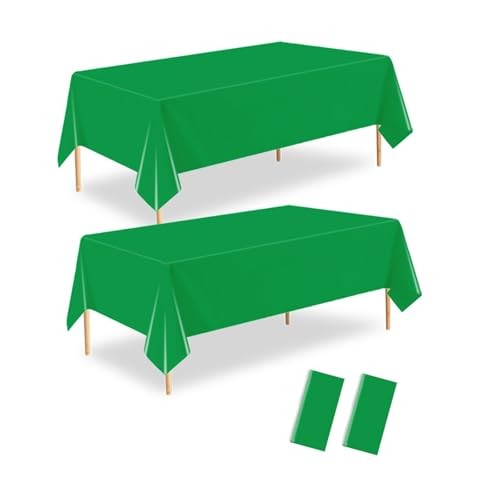 Green Plastic Table Cloth 2 Pack,54 X 108 Inch Rectangle-2 Pack D01 Green