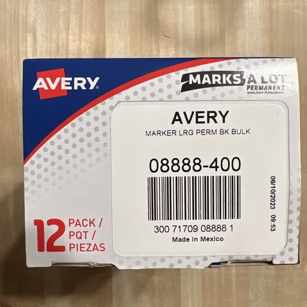 Avery Marks A Lot Permanent Markers, Black, Chisel Tip, (12 PACK) 08888-400
