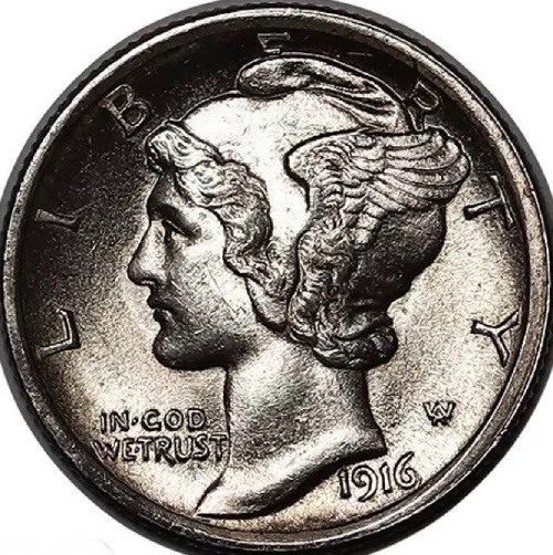 1916 Mercury Dime Full Split Bands Razor Sharp Strike First Year Minted #279