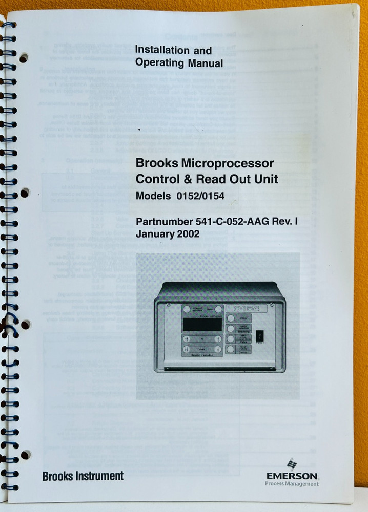 Emerson 541-C-052-AAG Brooks Microprocessor Control Models 0152/0154 Manual.