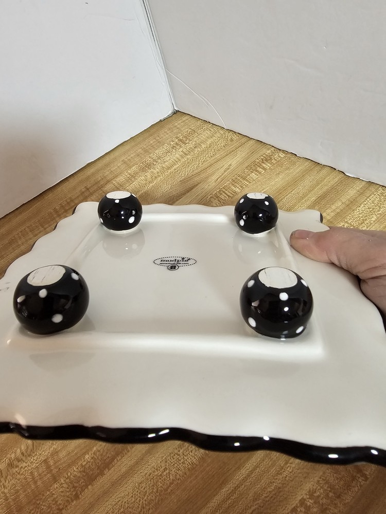 Mudpie Ceramic Square Footed Small 8" Square Plate