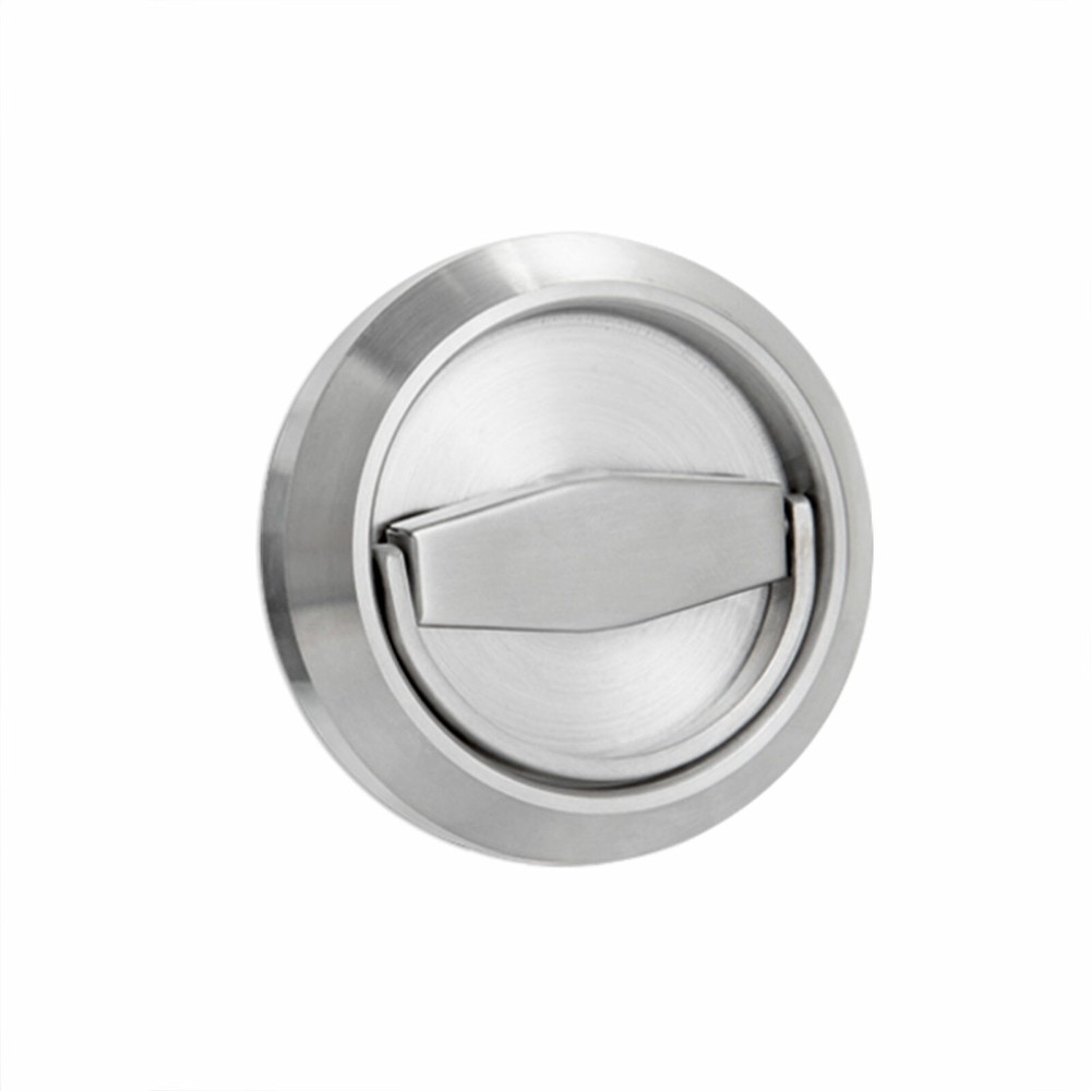 Stainless Cabinet Door knobs Fireproof Disk Ring Lock W/Recessed Pull Handle