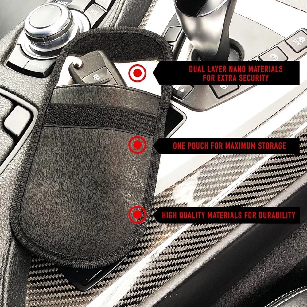 2 Pack Car Key Signal Blocker Pouch RFID Blocking Faraday Case Protector Keys