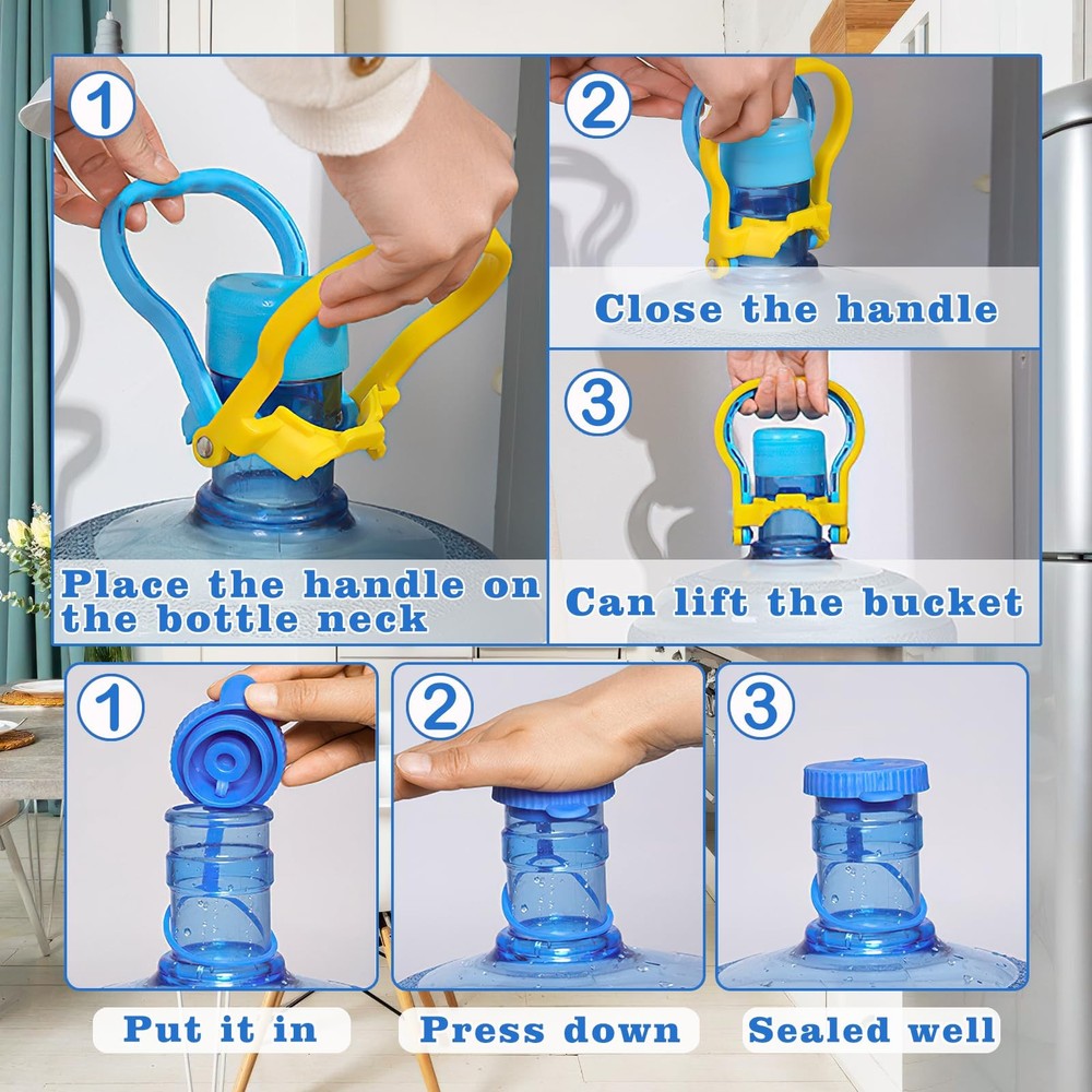 2 Pack 5 Gallon Water Bottle Handle, Stable Ergonomic Jug Blue