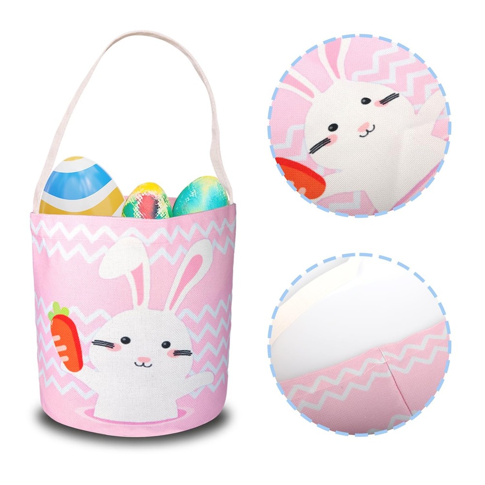 2 Pcs Easter Egg Baskets for Kids, Easter Eggs Hunt Basket for Kids Empty, Pi...