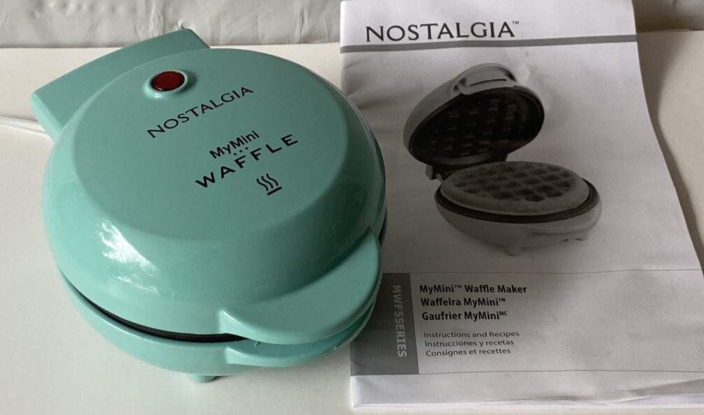 Nostalgia MyMini Personal Electric Teal Waffles Maker New Opened Box!!