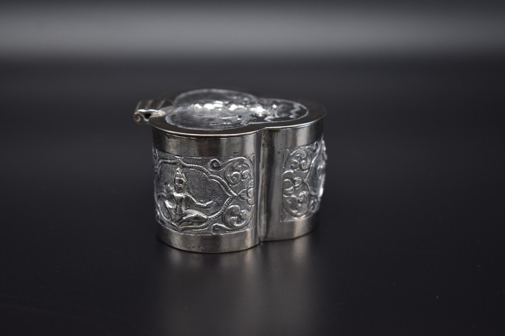 Antique 19th Century Solid Silver Burmese Snuff Box