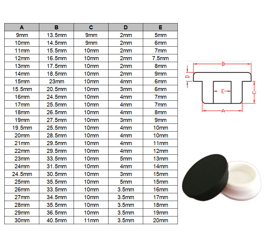 Black Silicone Rubber Stopper Plug Blanking End Cap Tube Insert Bung 9-146.5mm