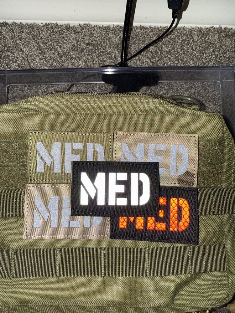 Med IR Reflective EMT Military Combat Tactical patch Hook Loop Green