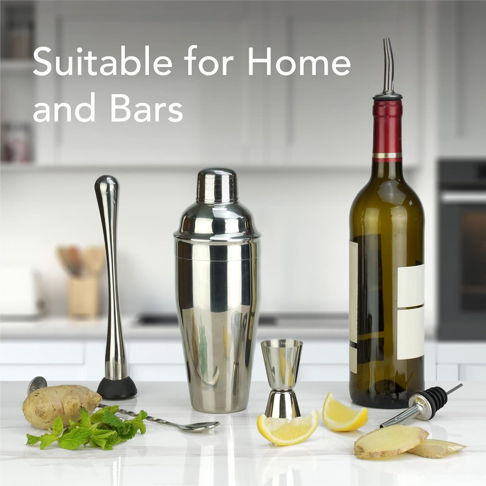 Barware Set - 6Pc - Stainless Steel - Professional Bar Tools Silver, 24Oz