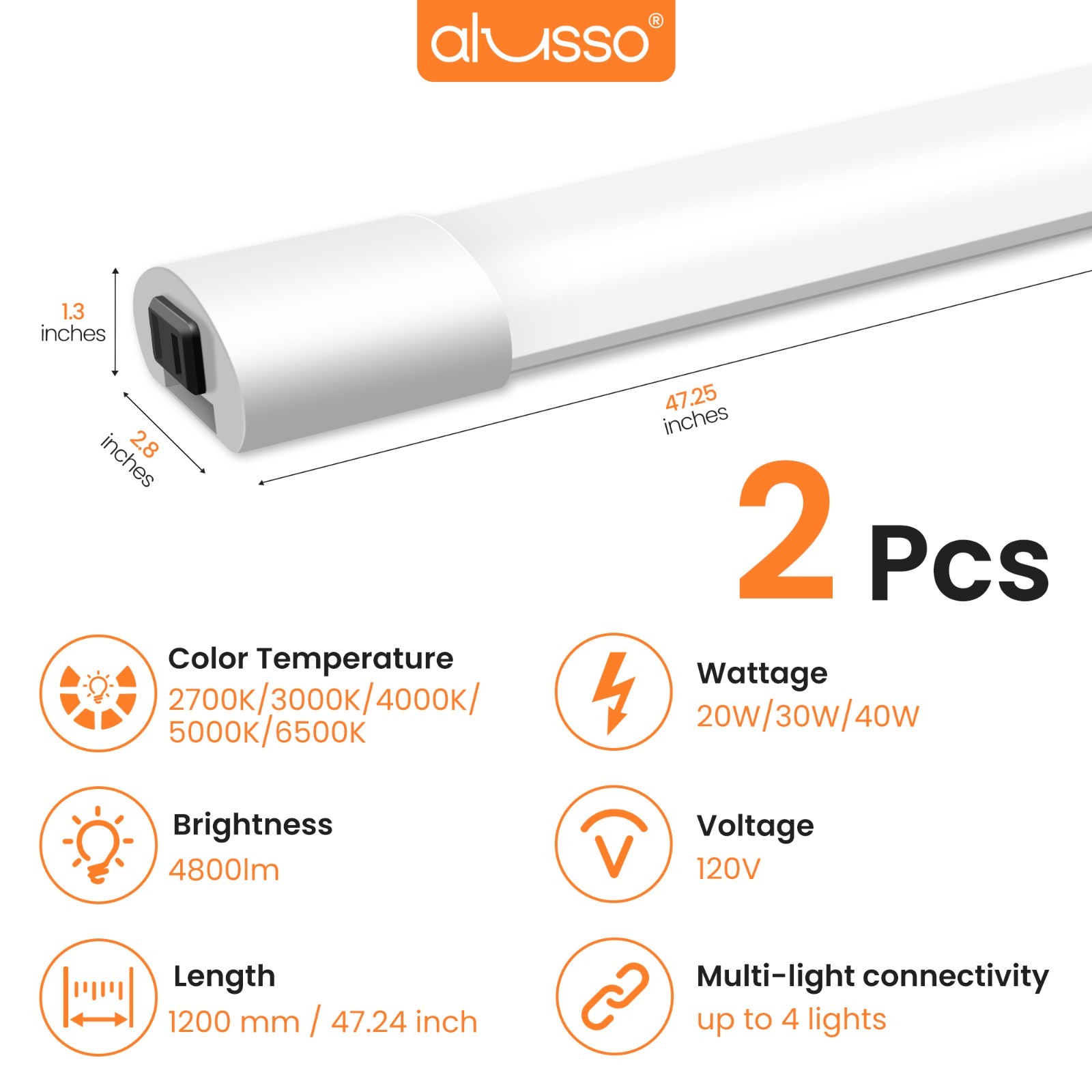 4 Pack 4FT LED Shop Lights 4800lm 5CCT 40W linkable Utility Lights for Garage