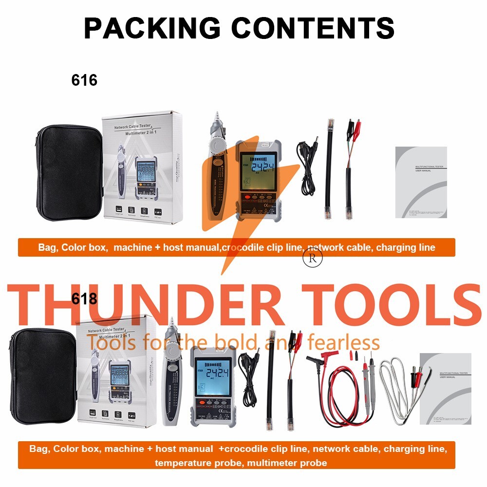 Thunder Tools ET616 Handheld Portable Network Cable Tester with LCD