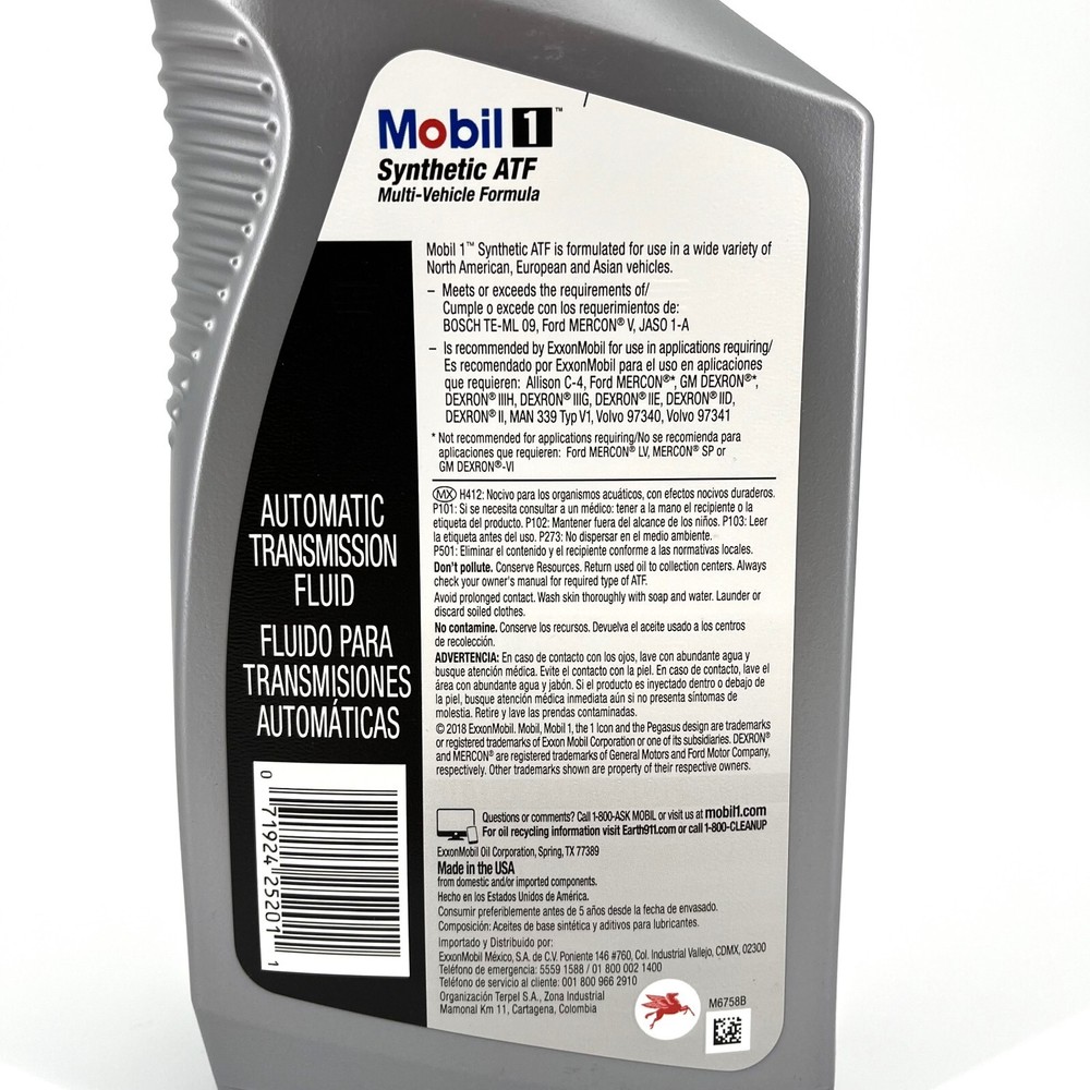 Mobil 1 Full Synthetic Automatic Transmission Fluid (Single Bottle)