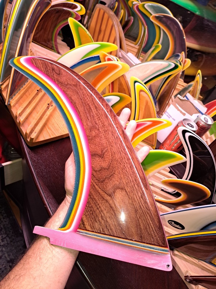 wooden surfboard fin