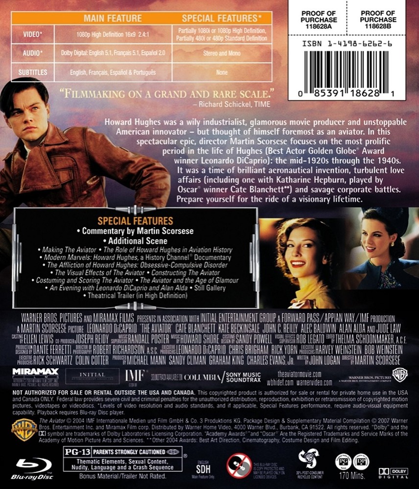 The Aviator Blu-ray Leonardo DiCaprio NEW