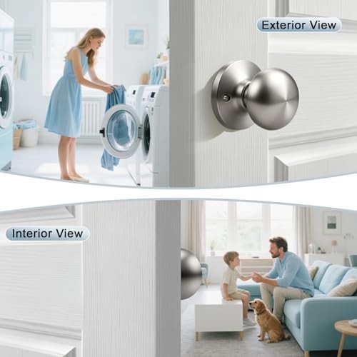 Dummy Door Knobs, Interior Single Sided Door Knob Round Dummy 2 Brushed Nickel